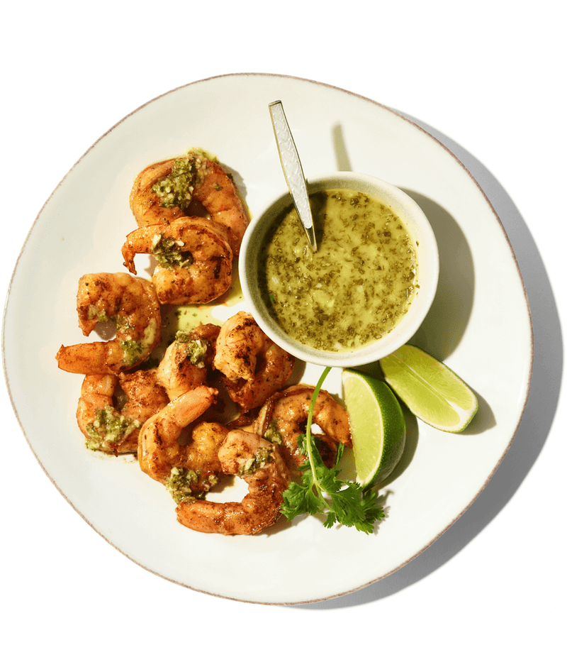 Shrimp and Garlic-Cilantro Sauce